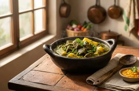A slow-cooked traditional food in Lima Creole stew served in a classic clay pot.