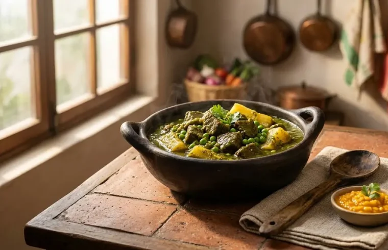 A slow-cooked traditional food in Lima Creole stew served in a classic clay pot.
